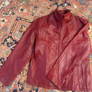 Like New - Nine West Genuine Red Leather Jacket